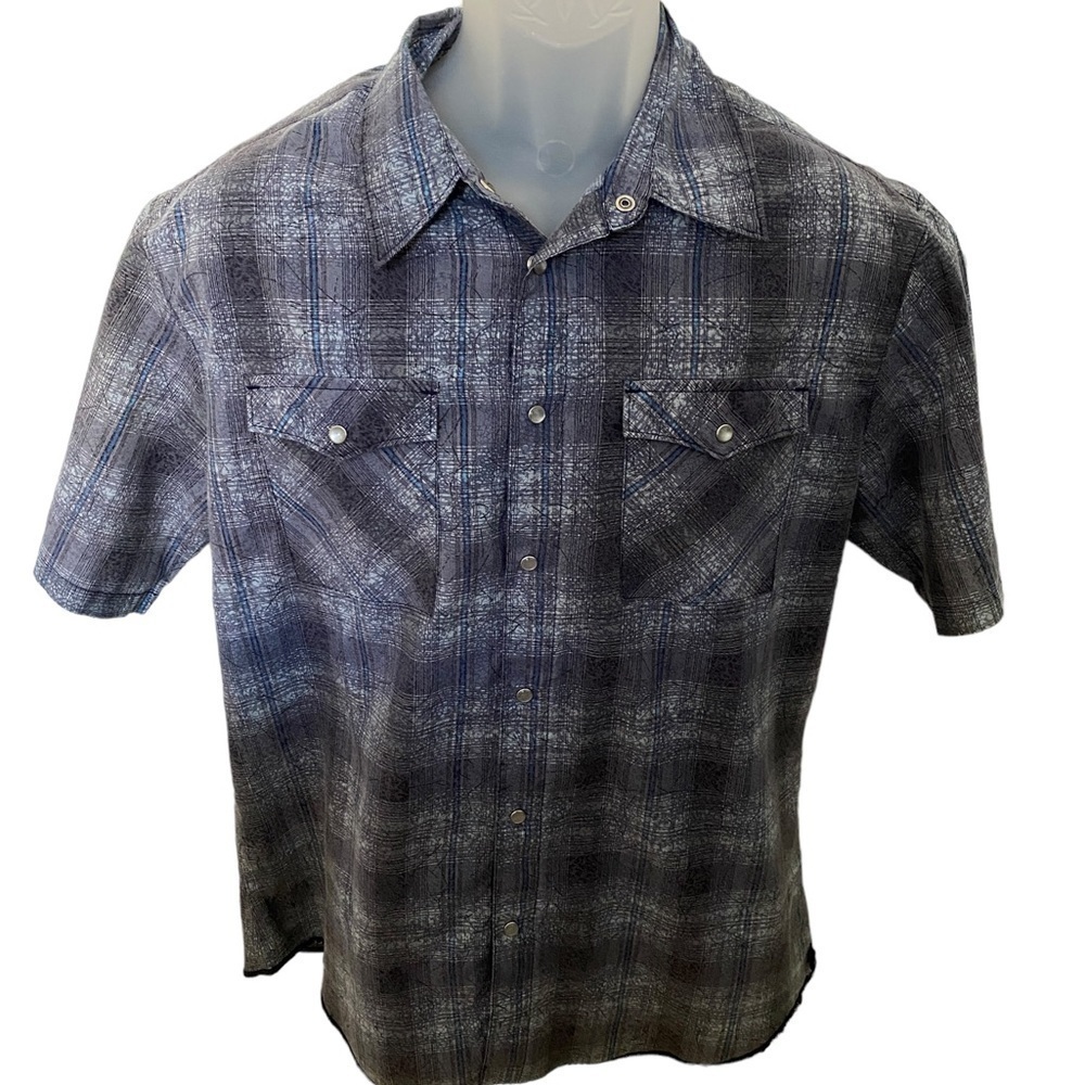 HURLEY Blue Gray Plaid Button Down Collared Shirt Men M Medium